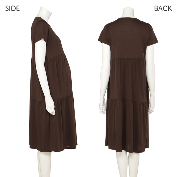 授乳口付きティアード半袖ワンピース | マタニティ・産後