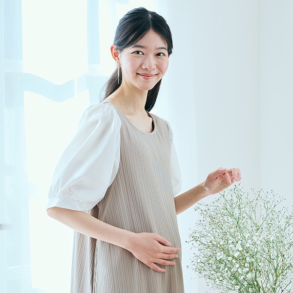 授乳口付きパフスリーブワンピース | マタニティ・産後