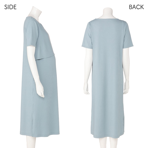 授乳口付き半袖リブワンピース | マタニティ・産後