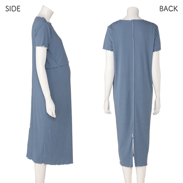 授乳口付き半袖リブメローワンピース | マタニティ・産後