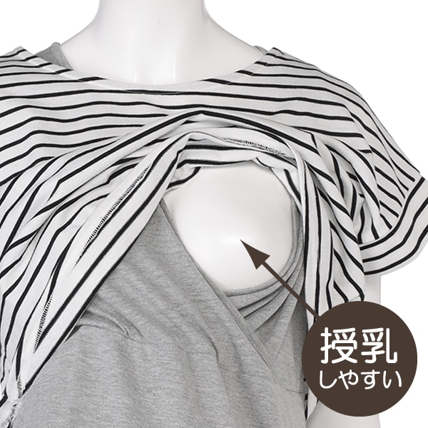ボーダー半袖Tシャツ付きワンピースセット | マタニティ・産後