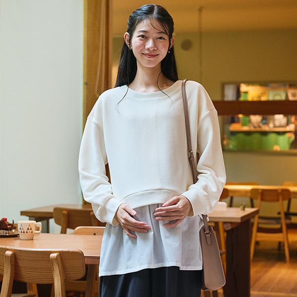 授乳口付きジャガード切り替えトップス | マタニティ・産後