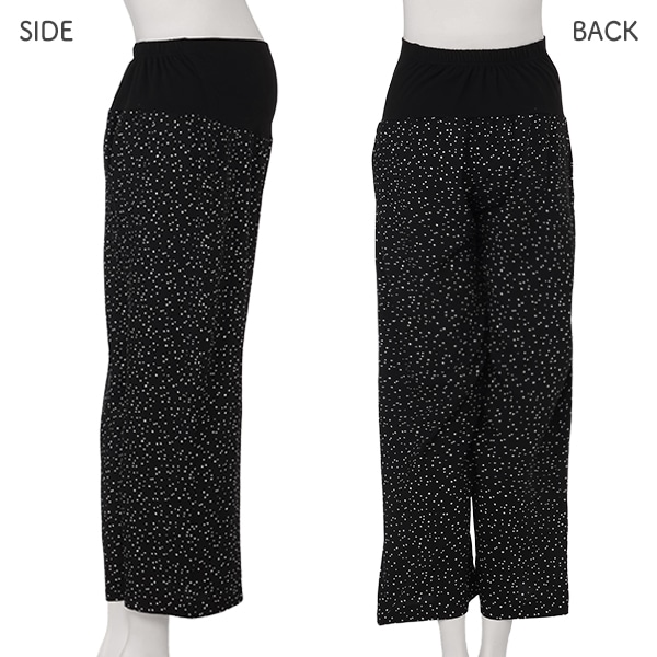 おなかゴムなしレーヨンドット柄ワイドパンツ | マタニティ・産後