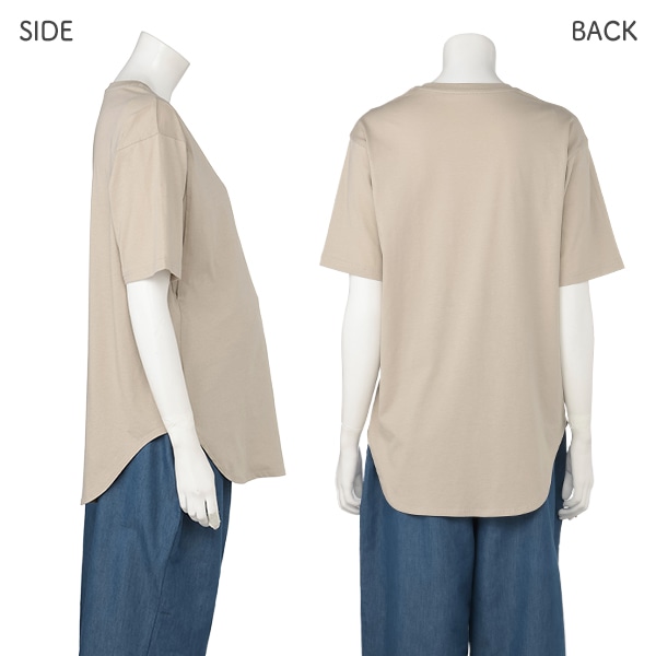 綿100%授乳口付き5分袖ラウンドヘムTシャツ  | マタニティ・産後