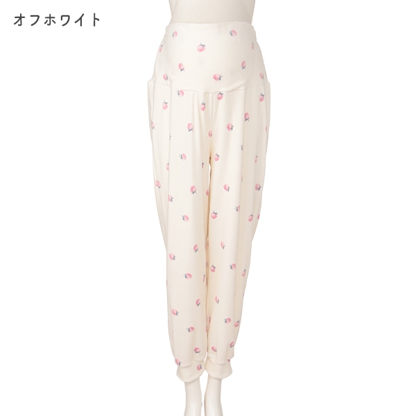 ふわぽかストレッチいちご柄ルームパンツ