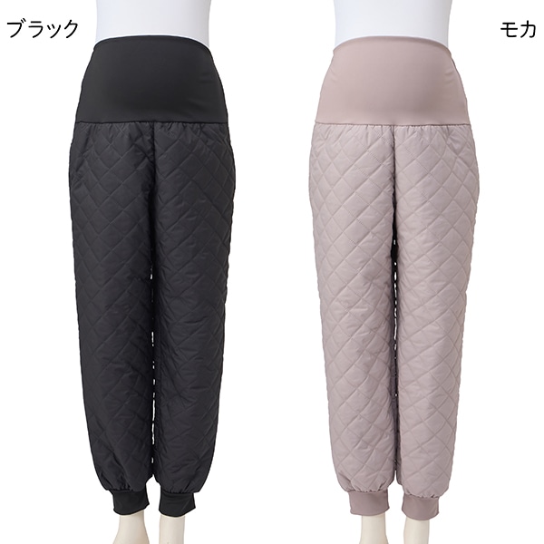裏フリースおなかゴムなしキルトパンツ| マタニティ・産後