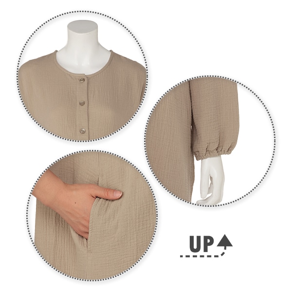 綿100%モスリンガーゼ2WAYワンピース型長袖パジャマ | マタニティ・産後