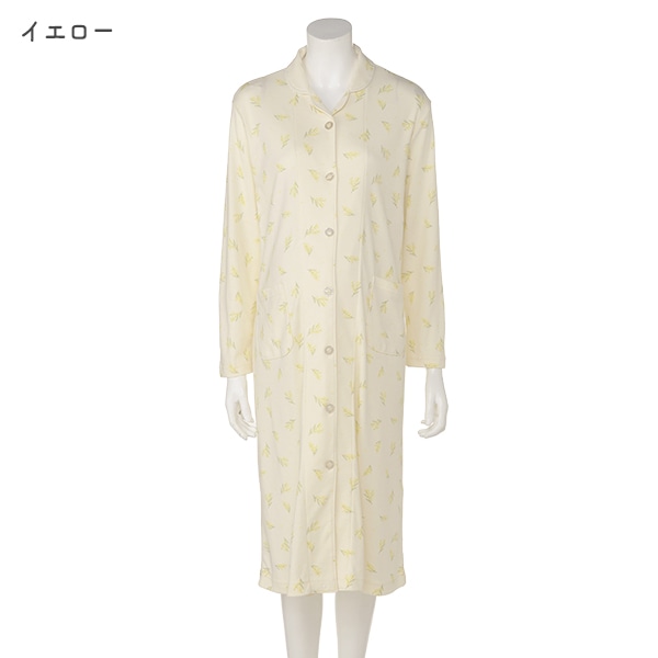 綿混スムースミモザ柄2WAYワンピース型長袖パジャマ | マタニティ・産後