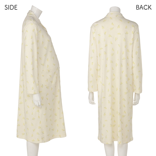 綿混スムースミモザ柄2WAYワンピース型長袖パジャマ | マタニティ・産後