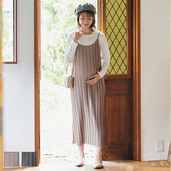 長袖Tシャツ付きプリーツキャミワンピース | マタニティ・産後