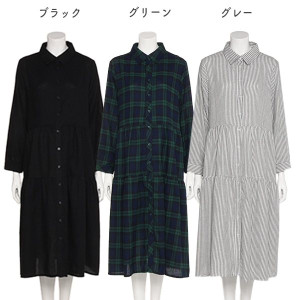 襟付きティアード長袖ワンピース | マタニティ・産後