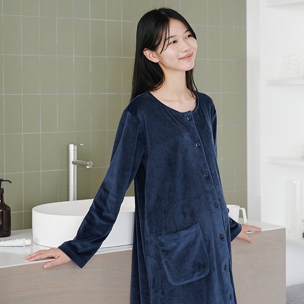 犬印本舗）裏起毛パウダータッチ長袖マタニティネグリジェ | マタニティ・産後