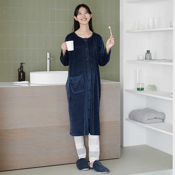 犬印本舗）裏起毛パウダータッチ長袖マタニティネグリジェ | マタニティ・産後