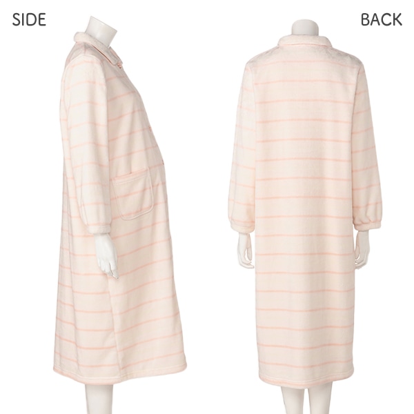 ミンクフリースボーダー長袖ルームワンピース | マタニティ・産後