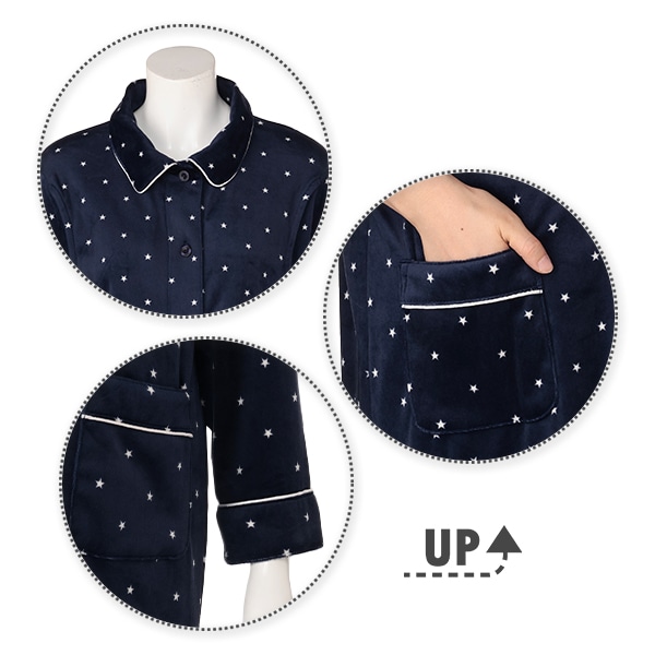 授乳口付きふわぽかストレッチ2WAYワンピース型星柄長袖パジャマ | マタニティ・産後