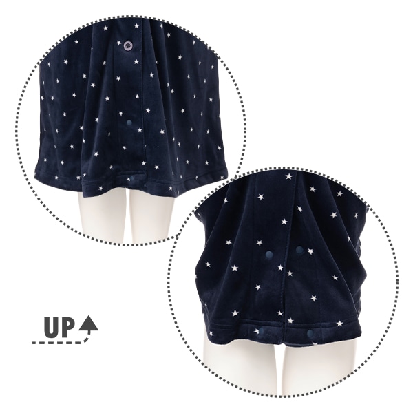 授乳口付きふわぽかストレッチ2WAYワンピース型星柄長袖パジャマ | マタニティ・産後