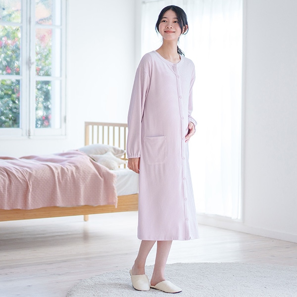 ストレッチパイルリブ2WAYワンピース型長袖パジャマ | マタニティ・産後