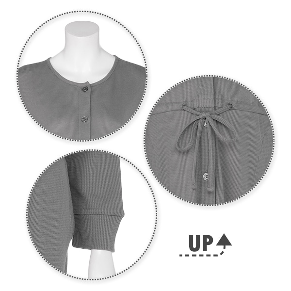 綿混やわらかワッフル2WAYワンピース型長袖パジャマ | マタニティ・産後