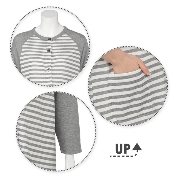 肌側綿100%ダンボール2WAYワンピース型長袖パジャマ | マタニティ・産後