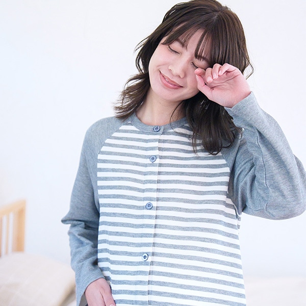 肌側綿100%ダンボール2WAYワンピース型長袖パジャマ | マタニティ・産後