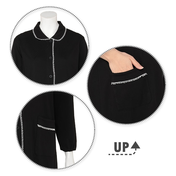 綿100%シルケット天竺2WAYワンピース型長袖パジャマ | マタニティ・産後