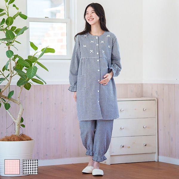サッカーリボン付き長袖パジャマ | マタニティ・産後
