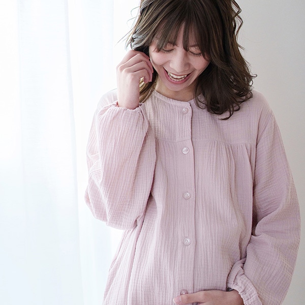 綿100％モスリンガーゼ長袖パジャマ | マタニティ・産後