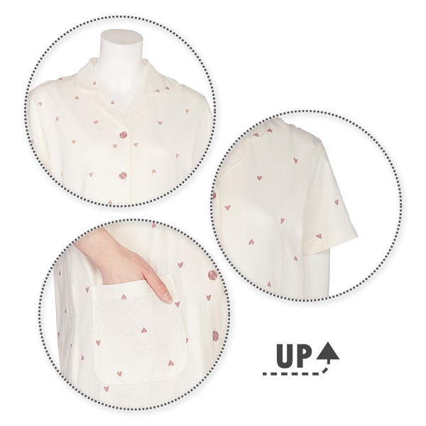 綿100%天竺ハート柄半袖パジャマ | マタニティ・産後