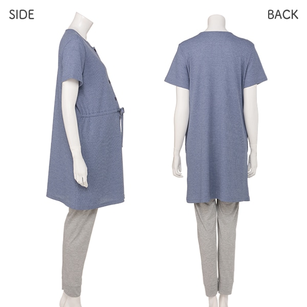 綿混やわらかワッフル紐付き半袖パジャマ | マタニティ・産後