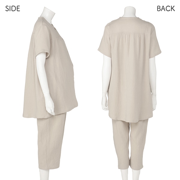綿100％モスリンガーゼ半袖パジャマ | マタニティ・産後