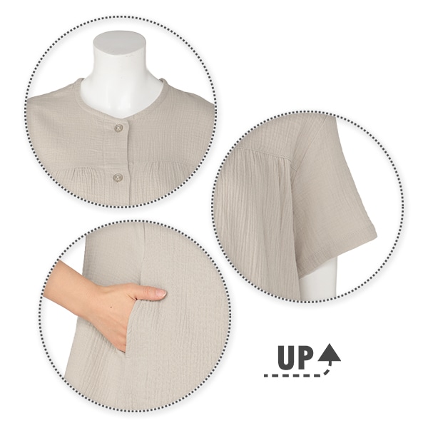 綿100％モスリンガーゼ半袖パジャマ | マタニティ・産後