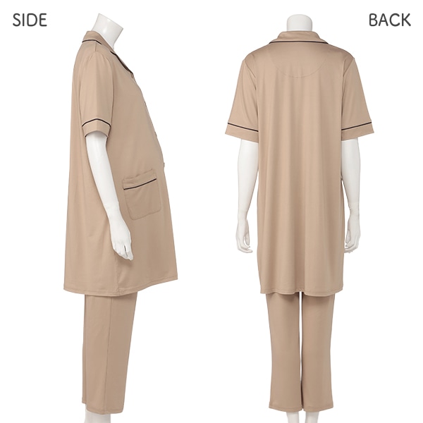 やわらかストレッチ無地おなかゴムなし半袖パジャマ | マタニティ・産後