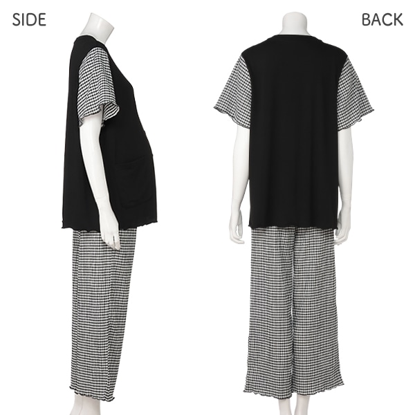 楊柳風ストレッチおなかゴムなし半袖メロウパジャマ | マタニティ・産後