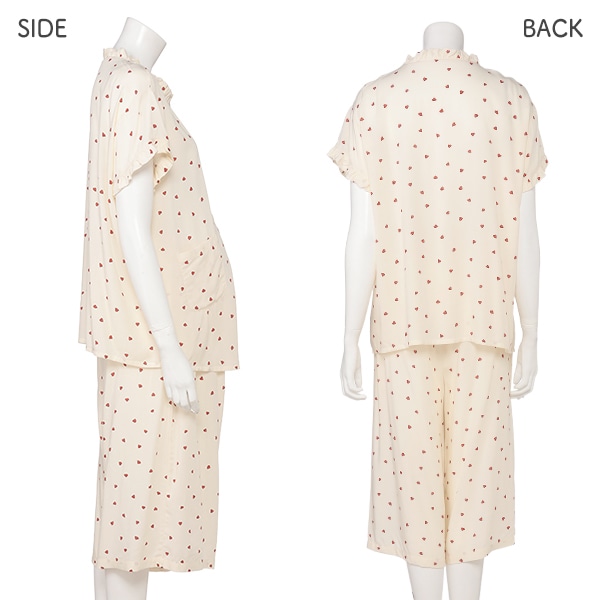 レーヨン7分丈ボトム布帛フリル半袖パジャマ | マタニティ・産後