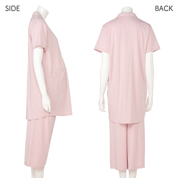 綿混やわらかストレッチドット柄半袖パジャマ | マタニティ・産後