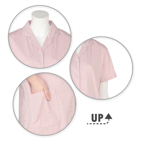 綿混やわらかストレッチドット柄半袖パジャマ | マタニティ・産後