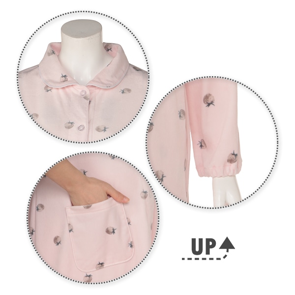 ふわぽかストレッチいちご柄長袖パジャマ  | マタニティ・産後