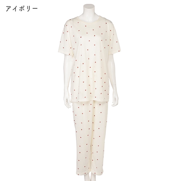レーヨン天竺ハート柄半袖パジャマ