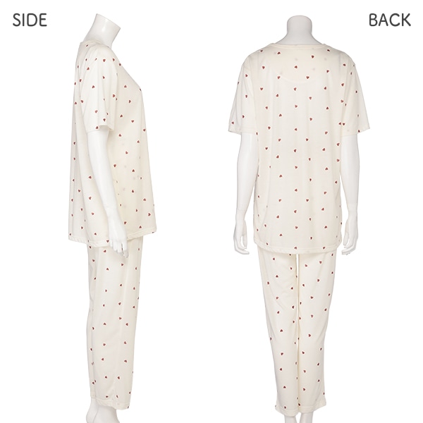 レーヨン天竺ハート柄半袖パジャマ