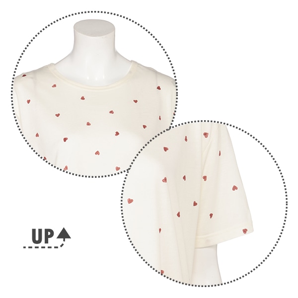 レーヨン天竺ハート柄半袖パジャマ