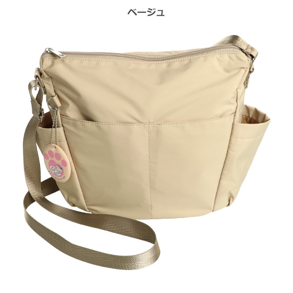 撥水10ポケットショルダーバッグ（チャーム付き）