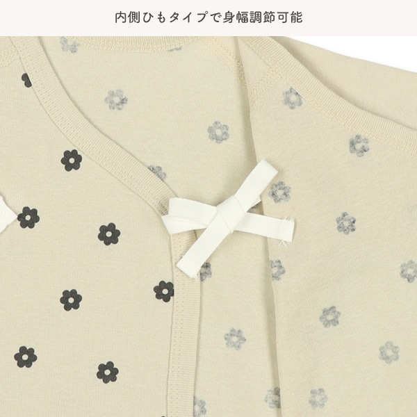 2枚組フライスボタン式短肌着（花柄）
