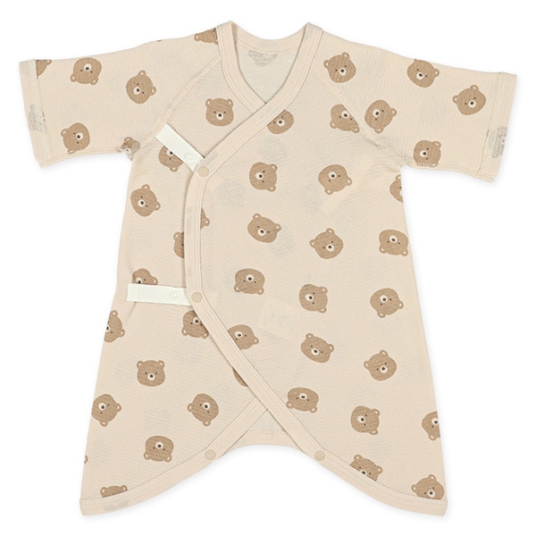 3枚組ソフトワッフルボタン式コンビ肌着（くま）