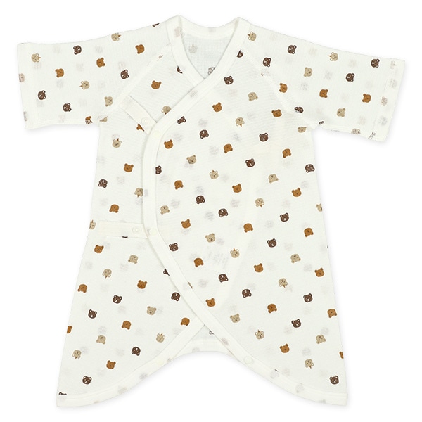 3枚組ソフトワッフルボタン式コンビ肌着（くま）