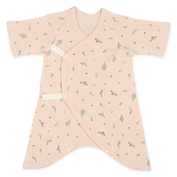 3枚組フライス&ソフトワッフルボタン式コンビ肌着（花柄・レモン）