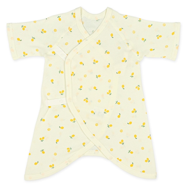 3枚組フライス&ソフトワッフルボタン式コンビ肌着（花柄・レモン）