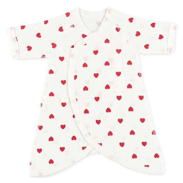 3枚組フライスボタン式コンビ肌着（ハート）