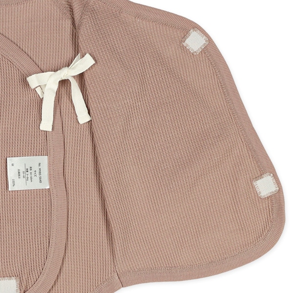 2枚組ワッフルワンタッチテープ式長袖打ち合わせロンパース肌着（くま）