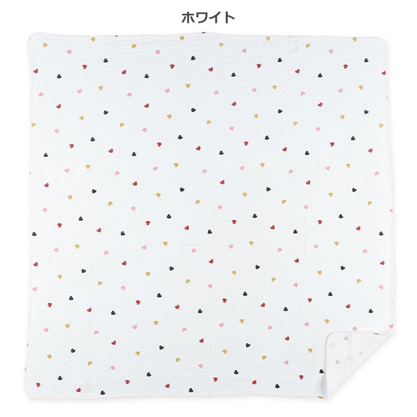 正方形水洗い2重ガーゼ（ハート）