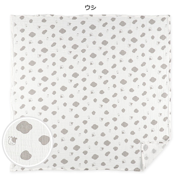 正方形モスリンガーゼ（アニマル・ウシ）